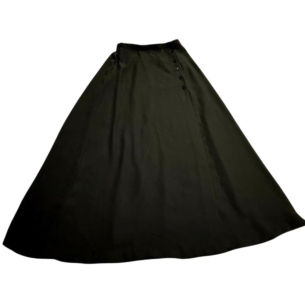 VTG Inclinations Skirt Midi Wrap Buttons Women's Size Medium Made in USA Black